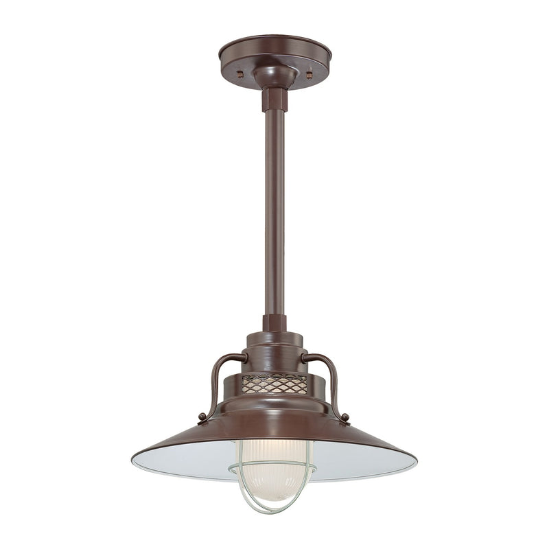 Millennium Lighting 14" RLM/ Stem Hung Railroad Shade - Architectural Bronze (Shown with canopy kit and 12" stem)