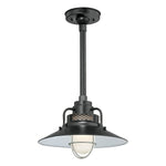 Millennium Lighting 14" RLM/ Stem Hung Railroad Shade - Satin Black (Shown with canopy kit and 12" stem)