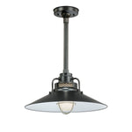 Millennium Lighting 18" RLM/ Stem Hung Railroad Shade - Satin Black (Shown with canopy kit and 12" stem)