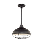 Millennium Lighting 14" Warehouse Shade - Satin Black (Shown with canopy kit and 12" stem w/ Wire Guard)