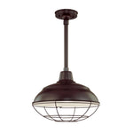 Millennium Lighting 17" Warehouse Shade - Architectural Bronze (Shown with canopy kit and 12" stem w/ Wire Guard)