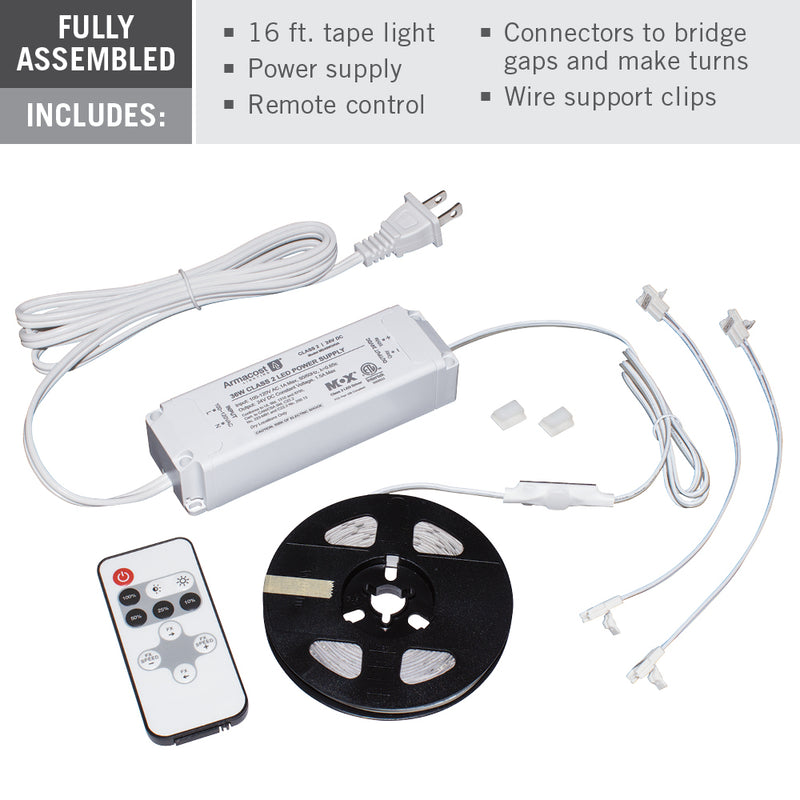 RibbonFlex Home Dim-to-Warm LED Tape Light Kit with Remote, 16 ft. (5m), 1800K-3000K, 120V