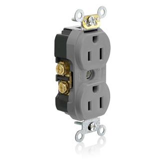 Tamper Resistant Narrow Body Duplex Receptacle, 15 Amp, 125V, Gray