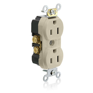 Tamper Resistant Narrow Body Duplex Receptacle, 15 Amp, 125V, Ivory