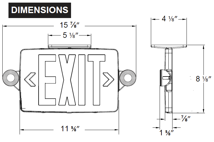 Thin LED Exit/Emergency Thermoplastic Combo, Red or Green