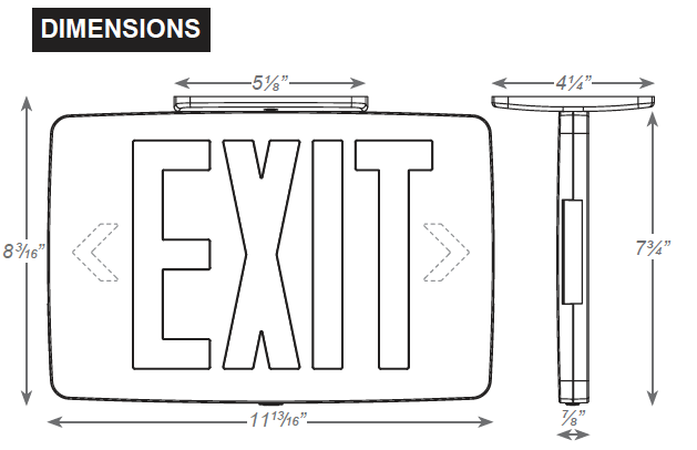 LED Thin Die-Cast Exit Sign with Emergency Backup