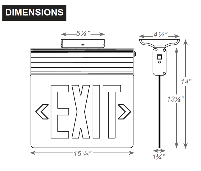 LED NYC Approved Aluminum Edge Lit Exit Sign, Single Face