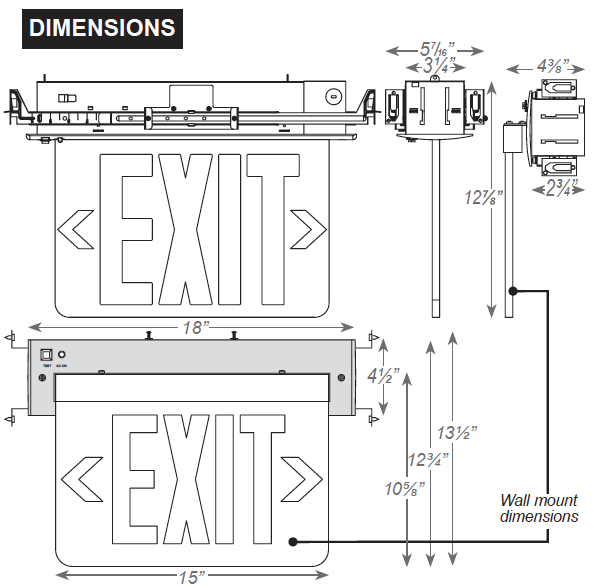 LED NYC Approved Recessed Aluminum Edge Lit Exit Sign, Single Face