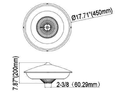 LED Round Post Top Light, 60 Watt, 5000K, 120-277V, Bronze Finish