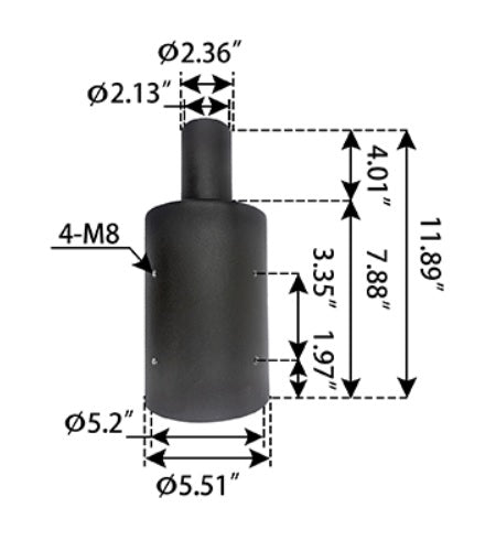 Round Tenon Adapter, 5 Inch, Bronze Finish