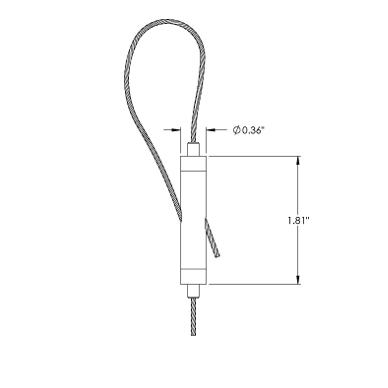 Adjustable non-power feed ceiling assembly with Cross Cable Gripper 1/16 inch Looped Galvanized cable 5, 10, 15, and 20 Feet