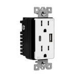 5.8A USB Type A/Type-C Wall  Outlet Charger with 15A  Tamper-Resistant Receptacle