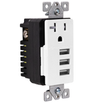 5.8A Three USB Type A Wall Outlet Charger  with Single 20A Tamper-Resistant  Receptacle