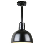 Quick Ship Hi-Lite 10" Deep Bowl Collection Stem Hung Pendant, H-QSN16110 Series (Black, White, Galvanized Finishes)