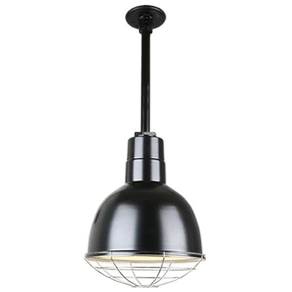 Quick Ship Hi-Lite 10" Deep Bowl Collection Stem Hung Pendant, H-QSN16110 Series (Black, White, Galvanized Finishes)