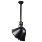 Quick Ship 12" Angled Shade Hi-Lite Stem Hung Pendant Collection, H-QSN18112 Series (Black, White, Galvanized, Oil Rubbed Bronze Finishes)