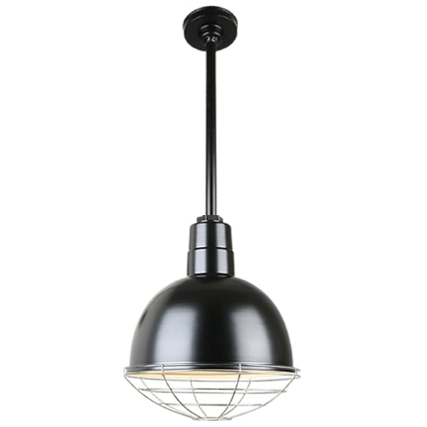 Quick Ship Hi-Lite 10" Deep Bowl Collection Stem Hung Pendant, H-QSN16110 Series (Black, White, Galvanized Finishes)