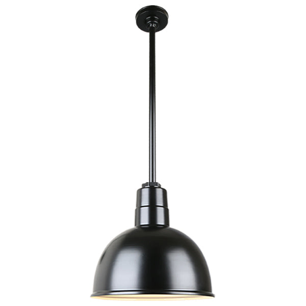 Quick Ship Hi-Lite 10" Deep Bowl Collection Stem Hung Pendant, H-QSN16110 Series (Black, White, Galvanized Finishes)