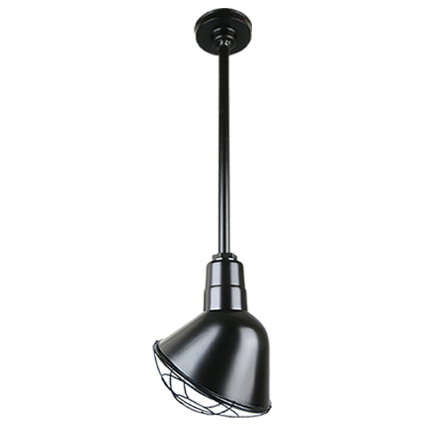 Quick Ship 12" Angled Shade Hi-Lite Stem Hung Pendant Collection, H-QSN18112 Series (Black, White, Galvanized, Oil Rubbed Bronze Finishes)