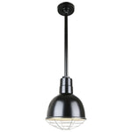 Quick Ship Hi-Lite 12" Deep Bowl Collection Stem Hung Pendant, H-QSN16112 Series (Black, White, Galvanized Finishes)