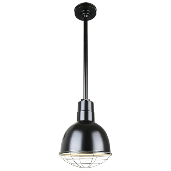 Quick Ship Hi-Lite 10" Deep Bowl Collection Stem Hung Pendant, H-QSN16110 Series (Black, White, Galvanized Finishes)