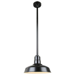 Quick Ship Hi-Lite 18" Warehouse Collection Stem Mount Pendant, H-QSN15118 Series (Black, White, Galvanized Finishes)