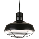 Quick Ship Hi-Lite 14" Warehouse Collection Cord Hung Pendant, H-QSN15114 Series (Black, White, Galvanized Finishes)