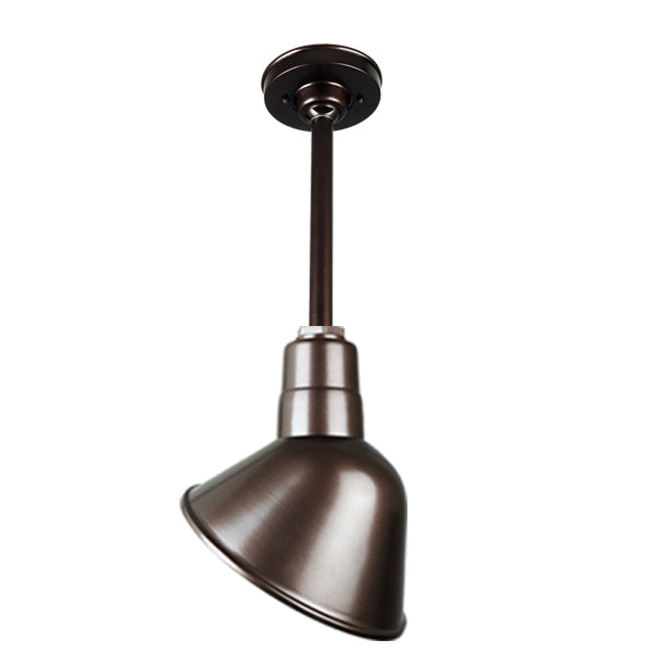 Quick Ship 12" Angled Shade Hi-Lite Stem Hung Pendant Collection, H-QSN18112 Series Oil Rubbed Bronze Finish