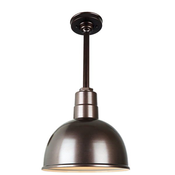 Quick Ship Hi-Lite 12" Deep Bowl Collection Stem Hung Pendant, H-QSN16112 Series (Black, White, Galvanized Finishes)