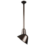 Quick Ship 10" Angled Shade Hi-Lite Stem Hung Pendant Collection, H-QSN18110 Series (Black, White, Galvanized Finishes)