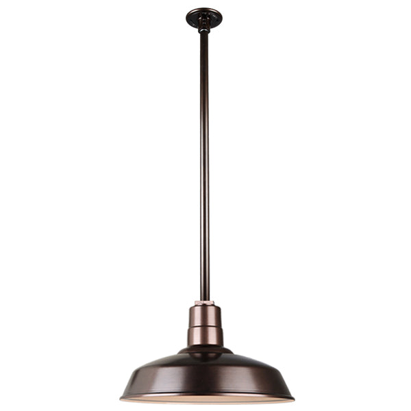 Quick Ship Hi-Lite 14" Warehouse Collection Stem Mount Pendant, H-QSN15114 Series (Black, White, Galvanized, Finishes