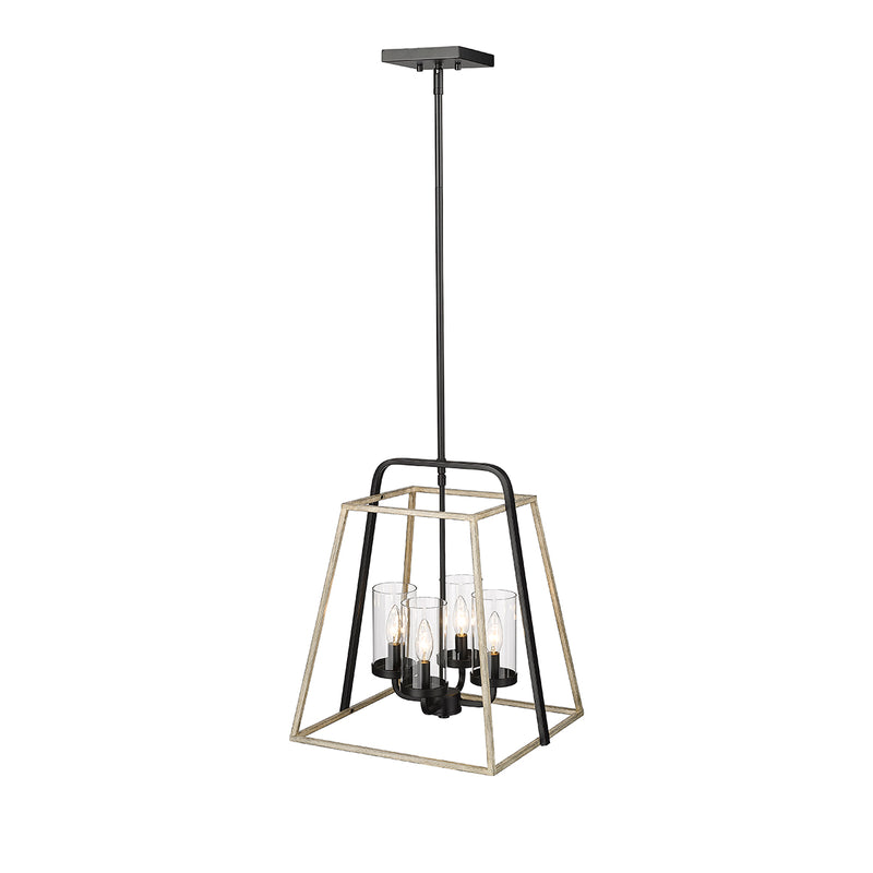 Millennium Lighting 4 Light Pendant, Bonnie Collection, Matte Black/Grey Wood