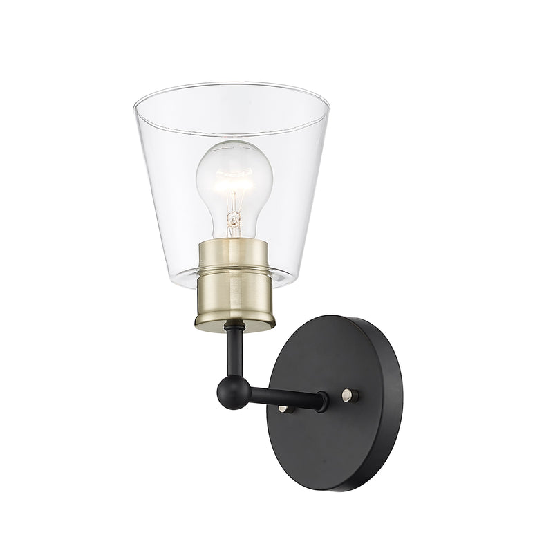 Millennium Lighting 1 Light Sconce, Matte Black/Modern Gold Finish, Cameron Collection