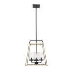 Millennium Lighting 4 Light Pendant, Bonnie Collection, Matte Black/Grey Wood