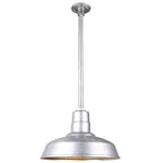 Quick Ship Hi-Lite 18" Warehouse Collection Stem Mount Pendant, H-QSN15118 Series (Black, White, Galvanized Finishes)