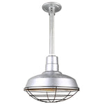 Quick Ship Hi-Lite 14" Warehouse Collection Stem Mount Pendant, H-QSN15114 Series (Black, White, Galvanized, Finishes