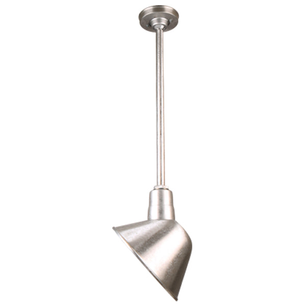 Quick Ship 10" Angled Shade Hi-Lite Stem Hung Pendant Collection, H-QSN18110 Series (Black, White, Galvanized Finishes)