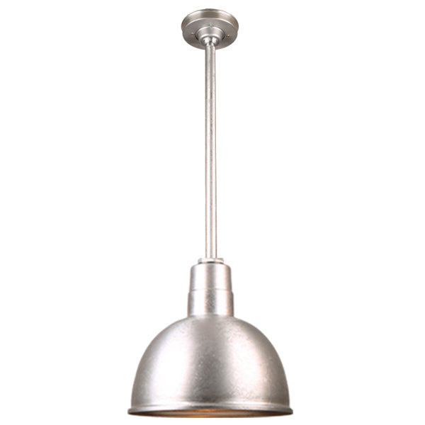 Quick Ship Hi-Lite 10" Deep Bowl Collection Stem Hung Pendant, H-QSN16110 Series (Black, White, Galvanized Finishes)