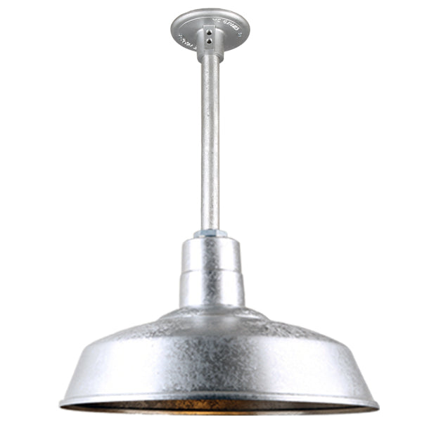 Quick Ship Hi-Lite 14" Warehouse Collection Stem Mount Pendant, H-QSN15114 Series (Black, White, Galvanized, Finishes