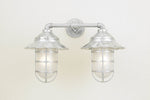 Hi-Lite Radial Vapor Jar Double Sconce - Glavanized/Standard (shown with 9.5" Shade and Frosted Glass)