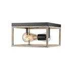 Millennium Lighting Two Light Flush Mount Ceiling Light, Bonnie Collection, Matte Black/Grey Wood Finish