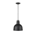 Millennium Lighting LED Outdoor 10" RLM Cord Hung Deep Bowl Shade Pendant Light, Satin Black