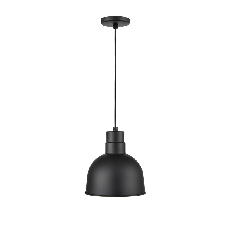 Millennium Lighting LED Outdoor 12" RLM Cord Hung Deep Bowl Shade Pendant Light, Satin Black