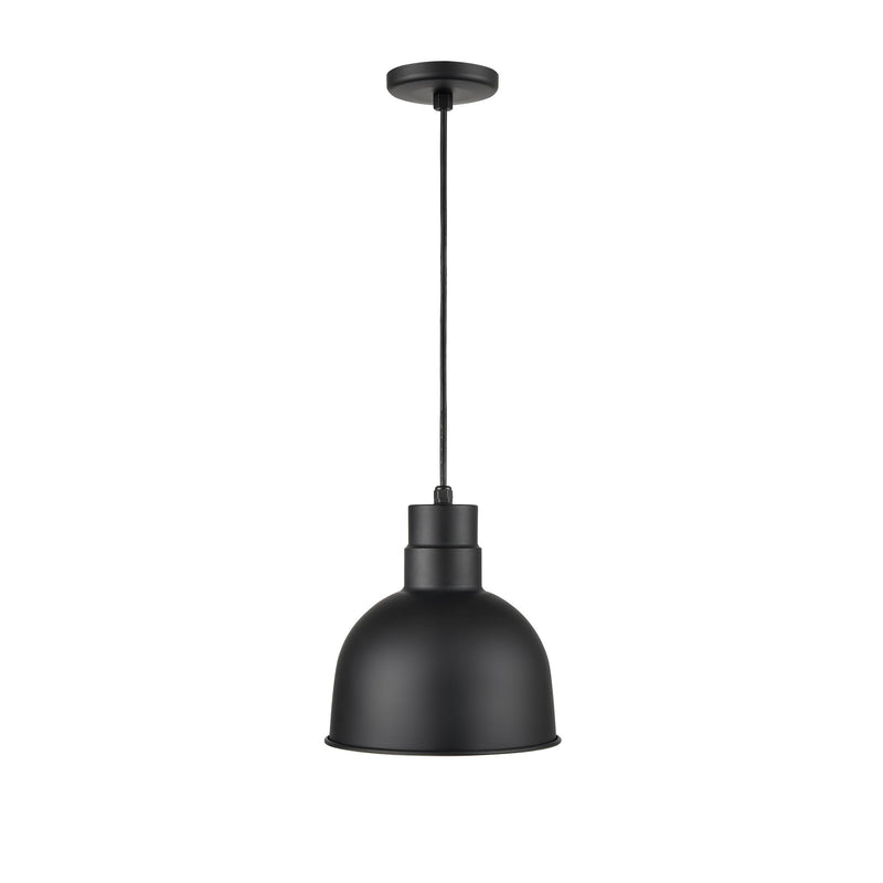 Millennium Lighting LED Outdoor 10" RLM Cord Hung Deep Bowl Shade Pendant Light, Satin Black