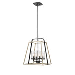 Millennium Lighting 4 Light Pendant, Bonnie Collection, Matte Black/Grey Wood