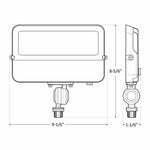 Compact Flood Light, Kuckle Mount, 6081 Lumens, 50 watt, 120V, CCT Selectable 3000K/4000K/5000K, Dark Bronze Finish