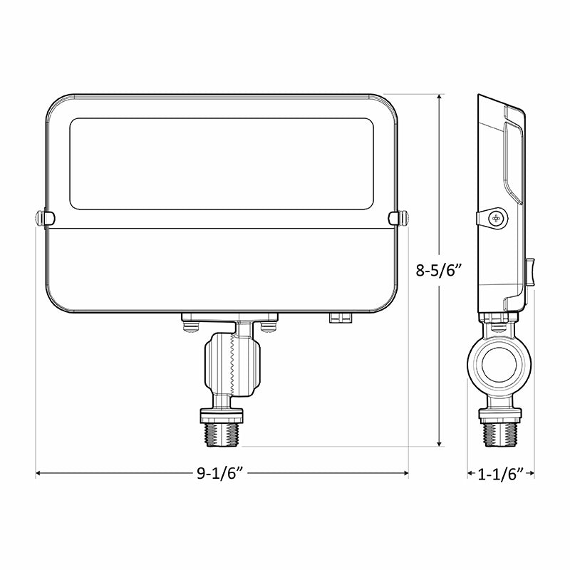 Compact Flood Light, Kuckle Mount, 6081 Lumens, 50 watt, 120V, CCT Selectable 3000K/4000K/5000K, Dark Bronze Finish