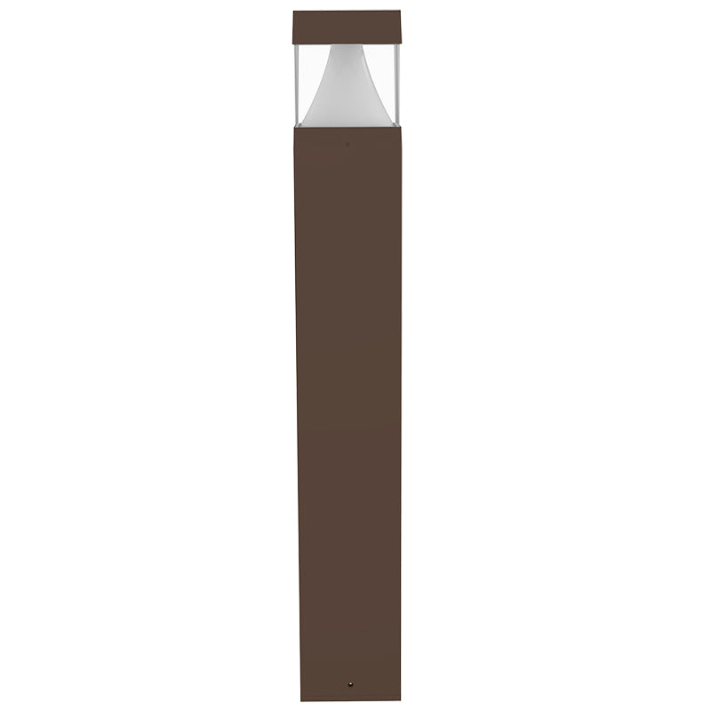 LED 42" Flat Top Square Bollard, 1496 Lumens, Wattage and CCT Selectable, 120-277V, Cone Reflector, Clear Lens, Black or Brown Finish