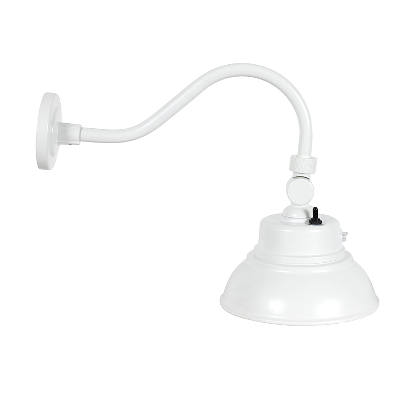 LED 10" Gooseneck Barn Light, 3000 Lumens, 25W, 120-277V, CCT Selectable 3000K/4000K/5000K, White Finish