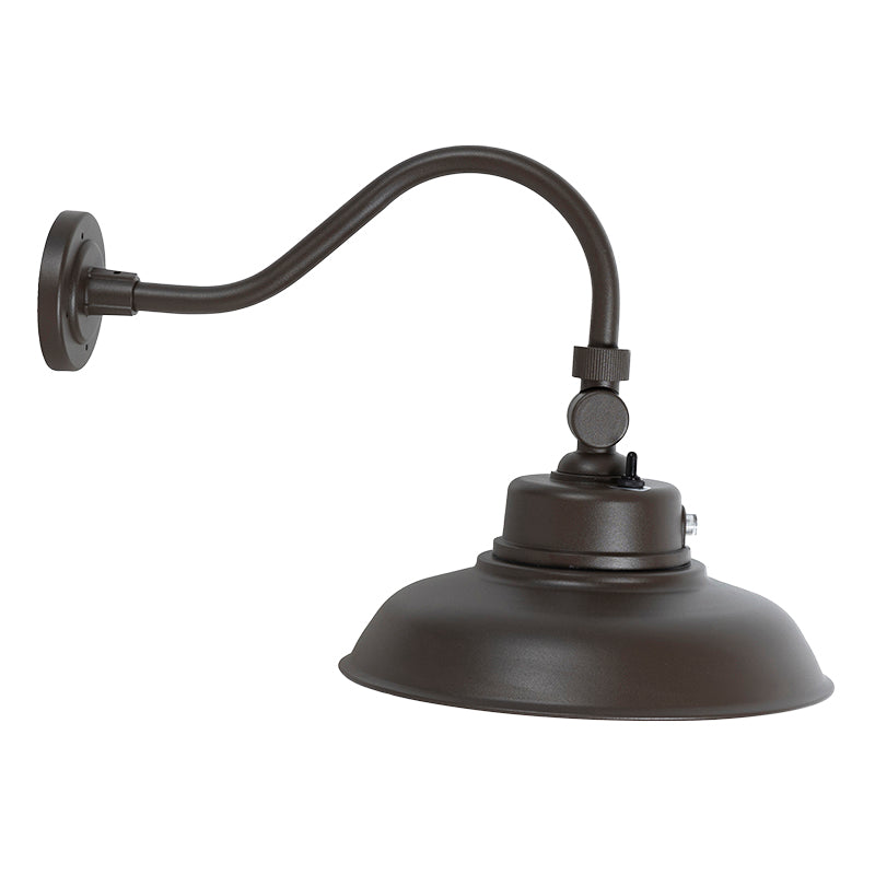 LED 14" Gooseneck Barn Light, 4800 Lumens, 40W, 120-277V, CCT Selectable 3000K/4000K/5000K, Dark Brown Finish